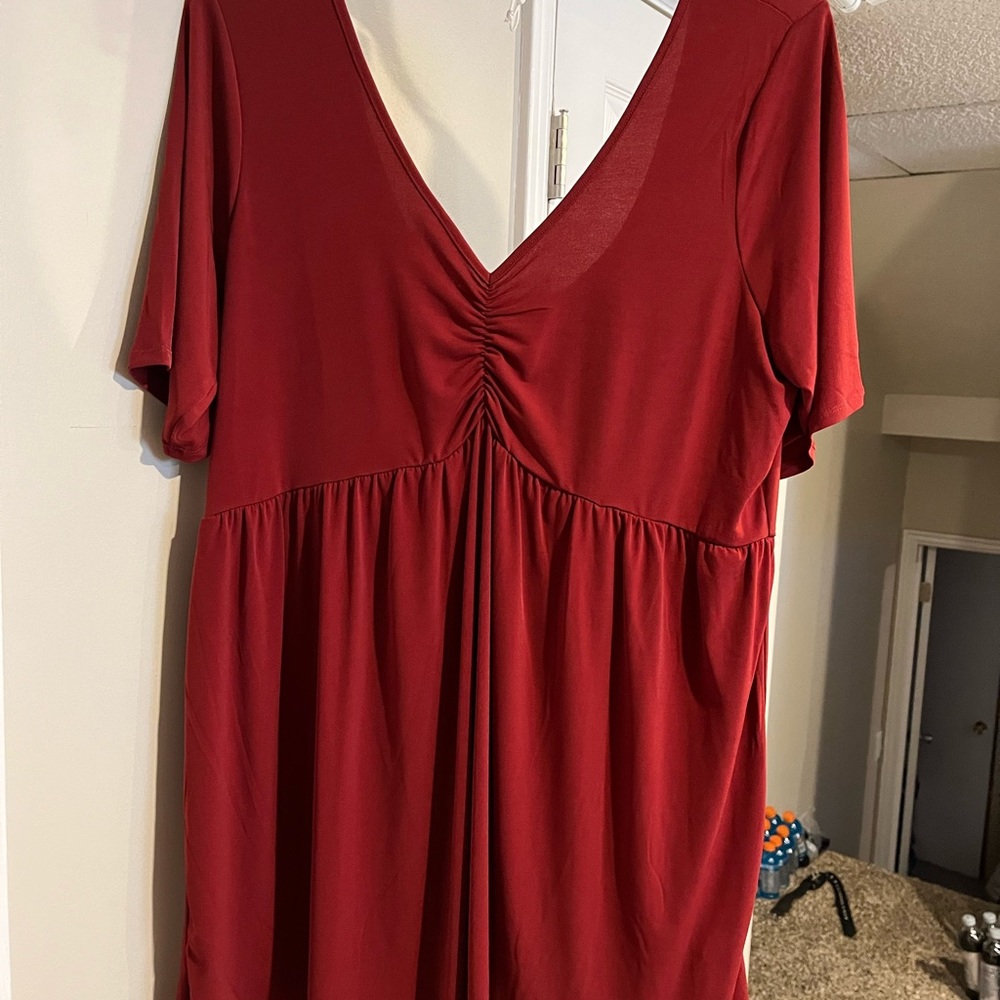 NWT red babydoll cinch blouse size 3